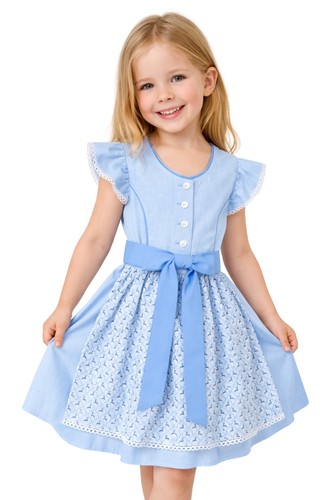 Kinderdirndl hellblau knöpfe - kinderdirndl,