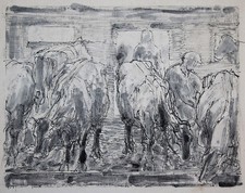 Aquarellierte Radierung , mit