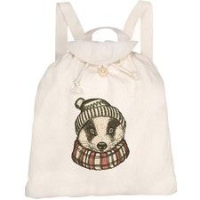 Canvas-Rucksack / Backpack "Badger Wearing Bobble Hat" (RK00040176)