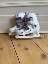 Oxelo Kinder verstellbare Schlittschuhe - weiß & lila - UK Größe 1-3 Jugend Eisstiefel