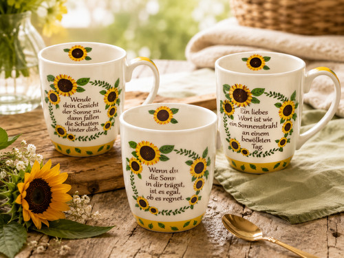 Tassen sonnenblumen 3er - sonnenblumen, set