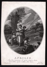 April Angeln Kupferstich von