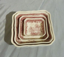 Burgenland rot v. Villeroy & Boch , Vierersatz Schüsseln eckig 22 + 19 + 15 + 11