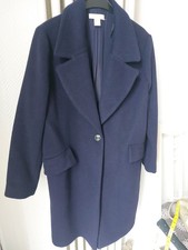 Damen Wolle Klassische Mantel Dunkel Blau Gr. 42  H&M  Neue Ohne Etikett