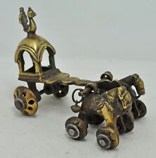 Vintage Messing Pferd Auf Rädern Wagen Original Alt Handgefertigt Fein Graviert