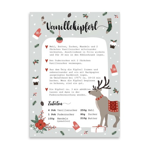 Weihnachtskarte vanillekipferl - weihnachtskarte,
