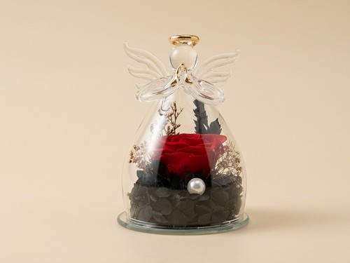 Glasengel mit echter rose - glasengel,