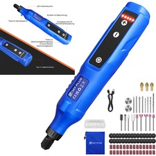 5 Gänge Mini Bohrmaschine mit Akku Gravurset Schleifset 80 teilig mit Zubehör