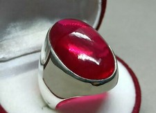 Cabochon tiefroter Rubin Herren schlichter Ring Sterlingsilber 925 Handarbeit Yaqoot Ring