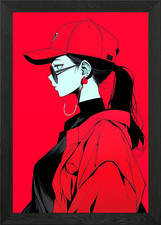 Anime Girl in Red Gerahmtes
