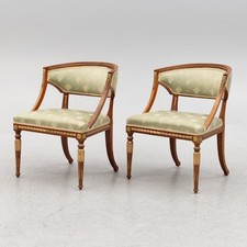 Empire Biedermeier Sessel Mahagoni Bronze Figuren 2 Stück um 1870