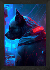 Cyber Hund gerahmtes Wandbild