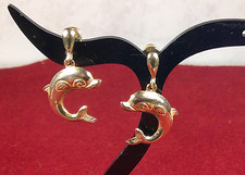 D38-52/  Ohrringe Gelbgold 585 / 14K  Ohrstecker sehr elegant Motiv Delfin