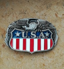 Gürtelschnalle Adler USA Flagge Silber Western Buckle Amerika Eagle Cowboy Rodeo