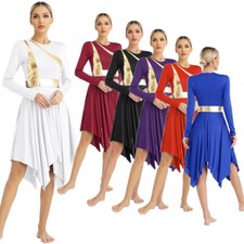 Frauen Tanzbekleidung Kirche Kostüm Cosplay Kleid Liturgisch Rundhals Ballett