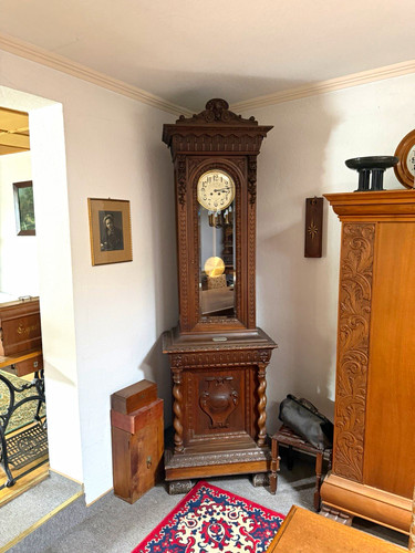 Große antike standuhr holz - standuhr,