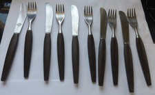 10 Tele 5 Messer 5 Gabeln DDR  altes Besteck  Bakelit Griff rotbraun