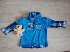 Gr. 80 Langarmshirt Pullover Baby Junge S. Oliver blau Kleidung 2in1 hemd/Langar