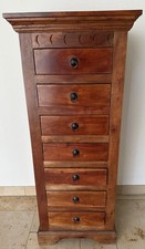 kolonial Kommode Schubladadenkommode Sideboard schmal hoch Akazie Natur Holz