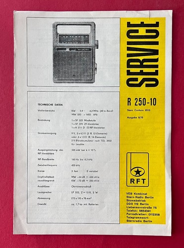 Ddr service anleitung - service, rft