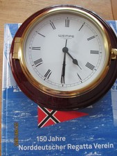 Wempe Schiffsuhr SKIPPER Messing + Mahagoni Wanduhr Schraubverschluss Quarzwerk
