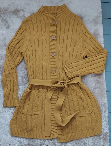 Strickjacke strickmantel senf - strickmantel,