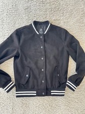 Collegejacke - schwarz . Kunstwildleder . "Los Angeles" Damen Gr. M