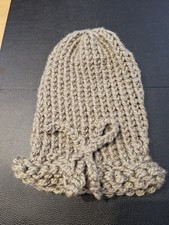 SCHURWOLLE BALACLAVA STURMHAUBE closed not brushed thick handgestrickt NEU braun