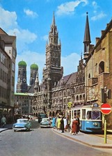 AK München Marienplatz Rathaus Tram 1964