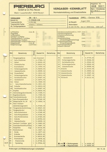 Datenblatt einstelldaten - datenblatt,