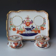 Meissen - Schreibset / Tischgarnitur / Tintenzeug - Tischchenmuster - sehr alt