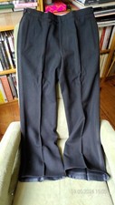 True vintage sehr schwere Stoffhose Herren formal Anzug Ausgehuniform schwarz #2