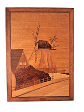 Holzbild Windmühle Intarsien