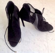 ZARA Elegante Peep Toe Leder-High Heels-Stiefelette,echtes Glattleder&Wildleder