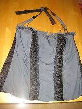 MAT Fashion Gr .M (44/46) Korsagen Top Corsage Oberteil Binde-top schwarz grau