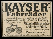 Alte Werbung 1901 Kayser Fahrräder Pfälzische Nähmaschinen- & Fahrrad-Fabrik