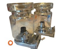 1980er 2 Design Wandlampen Limburg Glas klar Wandleuchten Bad 23cm Germany