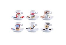 Espresso Set Faces 12 teilig Porzellan Espressotassen Kaffeetassen Dekorativ