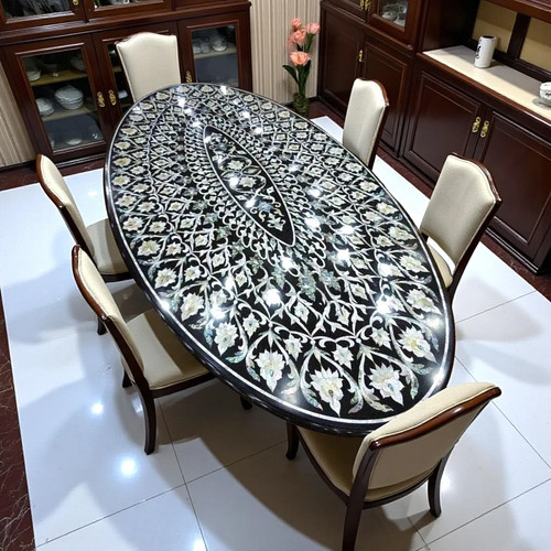 Schwarz marmor oval - marmor, esstisch