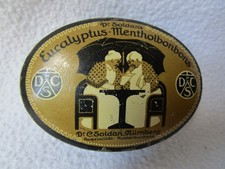 Art Deco Blech-Dose Doktor Soldan´s Eucalyptus-Mentholbonbons aus Sammlung oval