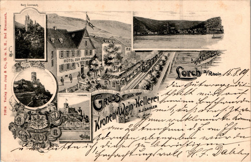 Litho gruss aus lorch rheingau - litho,