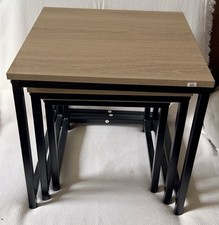 Couchtisch 3er-Set Beistelltisch, Satztisch, Sofatisch mit Holzoptik, Stahl