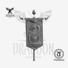 18th Company Fire Drake Banner (Design 3, Linkshänder) - 28mm Scale - 40k Compat