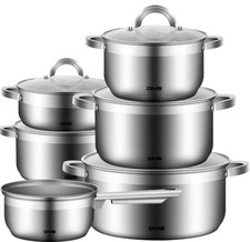 DMS 11-teiliges Topfset aus hochwertigem Edelstahl | Induktion | beschichtetes K
