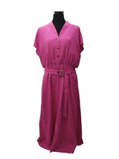 Salsa Jeans Damen Kurzarm Midikleid V-Ausschnitt in Pink Kleid Gr. XL