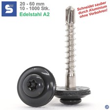 Spenglerschrauben Anthrazit RAL 7016 mit Bohrspitze | 15mm Dichtscheibe | Torx