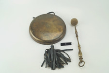 Kleine Hand Gong Schelle mit Schlegel  Messing Vintage Gong Instrument ✅