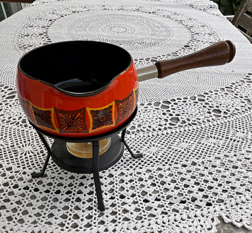 Fondue set orange schwarz - fondue-set, orange/schwarz