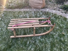 Holz Schlitten  - 2 Sitzer   - Zugseil - 78cm - Holzschnitten - Rodeln - Lehne 