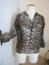 Bluse Leolook Muster hinten länger V- Ausschnitt Krempelarm Gr. M